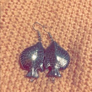 Adorable silver fish earrings
